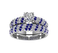 Anelli Di Moda Anelli regalo di fidanzamento di nozze di lusso fatti a mano con taglio di pietra bianco Libro Portatore Di Anelli (Blue, 6)