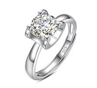 Anelli di moissanite a taglio rotondo da 7 mm da 1,2 ct per donna 925 Gioielli per il fidanzamento del matrimonio con anello in argento sterling