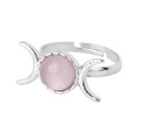 Anelli di pietra - Anello della strega della tripla dea Anello della pietra naturale del sole della luna Anello regolabile in cristallo con ametista quarzo rosa Anello personalizzato per l'uso quoti