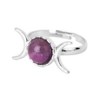 Anelli di pietra - Anello della strega della tripla dea Anello della pietra naturale del sole della luna Anello regolabile in cristallo con ametista quarzo rosa Anello personalizzato per l'uso quoti