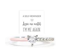 Anelli di promessa da donna per donne, Love Me Until I'm Me Again, anelli per mamma, mamma, figlia, coppia, moglie, regalo con zircone cubico nero a forma di cuore, Zirconia cubica, Zirconia cubica