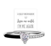 Anelli di promessa da donna per donne, Love Me Until I'm Me Again, anelli per mamma, mamma, figlia, coppia, moglie, regalo con zircone cubico nero a forma di cuore, Zirconia cubica, Zirconia cubica