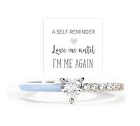 Anelli di promessa da donna per donne, Love Me Until I'm Me Again, anelli per mamma, mamma, figlia, coppia, moglie, regalo con zircone cubico nero a forma di cuore, Zirconia cubica, Zirconia cubica