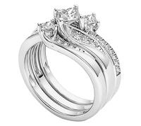 Anelli di promessa in oro argento Design delicato Nodo incastonato Anello di con diamanti Anello di alta qualità di lusso leggero Raccoglitore Anelli 1 Pollice (Silver, 6)