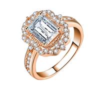 Anelli di promessa in oro rosa Anello di moda con diamanti design delicato Anello di alta qualità di lusso leggero Falsi Anelli Del Setto (Rose Gold, 11)
