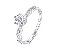 Anelli di promessa semplici, anello classico 0,5 ct rotondo moissanite oro bianco/platino 950, L 1/2, Platino 950, Moissanite