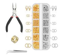 Anelli di Salto Aperti Argento e oro, 1143 Pezzi Anellini per Bigiotteria, Aperti Anellini Anello Chiusura Bigiotteria 4/5/6/8/10mm con Pinze e Scatola, per Bigiotteria Gioielli DIY Braccialetti
