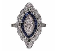 Anelli Di Salto per Portachiavi Anello con zaffiro Taglio a goccia Zirconi cubici Anelli di promessa Anelli da con pietre preziose Anello di fidanzamento con fede nuziale per le donne (Blue, 10)