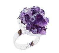 Anelli di tendenza da donna, Anelli con ametista grezza viola da donna - Anello con ametista regolabile,Anello di squisito con grezza per colleghi di amici di famiglia