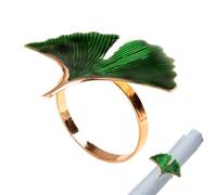 Anelli di tovagliolo dorati - Elegante giarrettiera con foglia di Ginkgo | Poltrone da pranzo per sala da pranzo, cena di nozze, feste e decorazioni per la tavola eleganti resistenti s