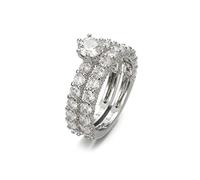 Anelli Di Tungsteno per Gli Uomini 2 in 1 Anello da donna perfetto con diamanti bianchi Set regalo di fidanzamento di nozze Campanello Video Squillo A Tempo Limitato E Punto (white, One Size)