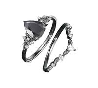 Anelli di Zirconia Neri Gioielli Contemporanei Della Lega Per Le Donne Misura Regolabile 6 10 Distinto Gotico Accessorio di Moda Donna Nero Zircone Fiore Anelli, Misura unica, come descritto, come