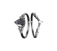 Anelli di Zirconia Neri Gioielli Contemporanei Della Lega Per Le Donne Misura Regolabile 6 10 Distinto Gotico Accessorio di Moda Donna Nero Zircone Fiore Anelli, Misura unica, come descritto, come