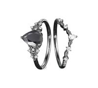 Anelli di Zirconia Neri Gioielli Contemporanei Della Lega Per Le Donne Misura Regolabile 6 10 Distinto Gotico Accessorio di Moda Donna Nero Zircone Fiore Anelli, Misura unica, come descritto, come