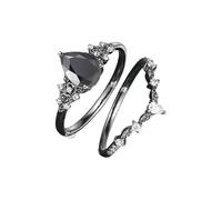 Anelli di Zirconia Neri Gioielli Contemporanei Della Lega Per Le Donne Misura Regolabile 6 10 Distinto Gotico Accessorio di Moda Donna Nero Zircone Fiore Anelli, Misura unica, come descritto, come