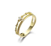 Anelli Diamanti Donna, Anello di Fidanzamento In Oro 14K Doppio Ponte con Rotonda Diamante Taglia 22