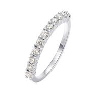 Anelli Diamanti, Oro Bianco 18K Anello Fede Donna Nuziale Anello Impilabile con 0.03 Rotonda Diamante Taglia 25