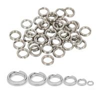 Anelli divisi da pesca, 50 pezzi, in acciaio inox, 3,5-7,5 mm, connettori a doppio anello per esche per pesca a traina, jigging (0,7 x 3,5)