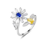 Anelli Donna Anello antistress, Anxiety ring Donna con Perline Regolabile, Anello per Donna di Ansia, AnelliGirasole Daisy Fiore Del Sole Anelli, Regali per Donna Ragazza Figlia Mamma Moglie,Stile 3