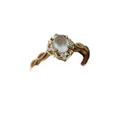 Anelli Donna,Anello Donna Anello retrò in oro con pietra di luna e diamante Anello impilabile twist con apertura regolabile Design unico fatto a mano con gemma di macinazione Nuovo anello creativo int