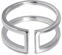 Anelli Donna Argento 925, Anelli Cerchio Aperto Anelli Geometrici Doppia Barra Regolabili Anniversario Promessa Fidanzamento Anello Donna Gioielli Donna (19.5)