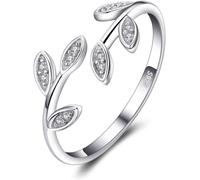 Anelli Donna Argento 925, Foglia Di Olivo Anello Donna Regolabile, Diamante Simu