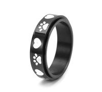 Anelli Donna Eleganti, Anelli Neri Acciaio Inossidabile Taglia 20 6mm Stampa Love Dog Girevole Custom Regalo per Migliore Amico Mother'S Day Gioielli