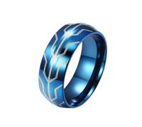 Anelli Donna Fidanzamento, Anello di Fidanzamento Blu Acciaio Inossidabile Taglia 22 8mm Geometrico Custom Regalo per Fidanzata Mother'S Day Gioielli