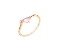 Anelli Donna Fidanzamento, Anello Oro Rosa 18K Cristallo Rosa a Cuore Sottile con Moissanite Taglia 9
