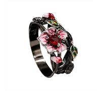 Anelli Donna In Argento Anello di dichiarazione della Boemia Chunky per le donne Anello Boho inciso Blossoms Ring Blossoms Anelli vuoto (9)