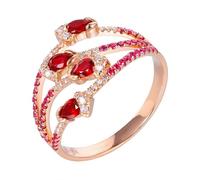 Anelli Donna Oro 18K Vero 750, Anelli Vintage Rosso 2.65 Carati Ruby Creato In Laboratorio Svuotare Oro Rosa 750 con Moissanite Misura 15