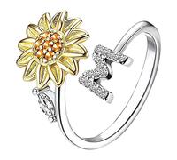 Anelli Donne Girasole 26 lettere anello girevole per le donne gioielli di accessori popolari per la moglie Anello Luminoso A Forma Di Cuore (M #2, One Size)