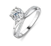 Anelli Donne Piccole Dita Anelli Delle Donne Pollice Croce E Rotondo con 1 Ct Moissanite Oro Bianco, 62 (19.7), Oro bianco 14 car, Moissanite