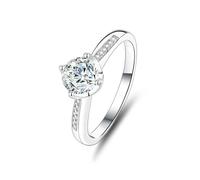 Anelli Donne Piccole Dita, Anelli Donne Rotondi con 1Ct Moissanite 18K Oro Bianco Dimensione 61 (19.4)