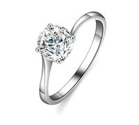 Anelli Donne Piccole Dita, Anelli per Donna Argento con 1 Ct Rotondo, Diamanti realizzati in laboratorio Platino Taglia 58 (18.5)