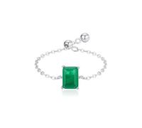 Anelli Donne Piccole Dita, Anello di Fidanzamento con Smeraldo Artificiale Argento Platino 950 Misura 52 (16.6)