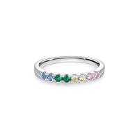 Anelli Donne Piccole Dita, Anello Proposta di Matrimonio con Gemme Multicolore Argento Platino 950 Misura 65 (20.7)