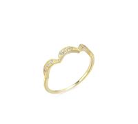 Anelli Donne Piccole Dita, Gioielli Anello Luna con Diamante Oro Giallo Regali Signore, 14 (17,2), Oro giallo 18 carati (750), Diamante