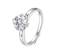 Anelli Donne Piccole Dita Piccola, Anello Delicato Classico 1 Ct Moissanite Rotonda Oro Bianco 14K Misura 53 (16.9)