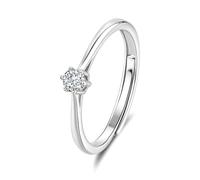 Anelli Donne Pollici, Anelli dell'amicizia da donna con 0,1 Ct Diamanti realizzati in laboratorio Argento 9 K Oro bianco Misura 65 (20,7)