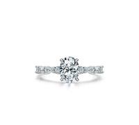 Anelli Donne Pollici, Anelli Fidanzamento Argento Semplice Solitario con Quattro Denti Argento 925, 12 (16,6), argento 925, Zirconia cubica