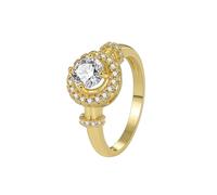 Anelli d'oro, anello di nozze Halo con taglio rotondo moissanite oro giallo regali divertenti per le donne, Oro giallo 14 carati, Moissanite