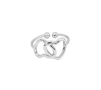 Anelli estetici, s sterling silversilver anello per donne lucido doppio cavo amore cuore regolabile ad anello di coda coda di dito gioielli per le dita per la donna del matrimonio di San Valentino