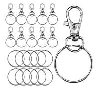 Anelli Fai da te Con Giunto Girevole - 30 Set Montati, Hardware Portachiavi per Artigianato e Cordini (30 Pezzi + 30 Anelli)