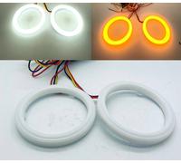 Anelli Fari A LED Halo Occhi D'Angelo Bianchi + Indicatori Ambra DRL Switchback.