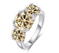 Anelli, Fede nuziale in moissanite giallo/blu/rosa da 5 cttw for donna 3 anelli di diamanti VVS1 in pietra D colore Anelli di fidanzamento anniversario in argento sterling 925 con certificato(Light Ye