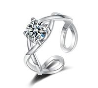 Anelli Fedi nuziali Anello in Oro Grigio Argento 14 Carati Moissanite Sovrapposizione con una pietra preziosa Dimensione lesbica per Signore Compleanno Gioielli, 52.5, Oro bianco 14 carati, Moissanite