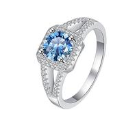 Anelli, Fedi nuziali Moissanite 1 ct Taglio rotondo D Colore VVS1 Anelli in argento sterling 925 con diamanti Anelli di fidanzamento Moissanite blu/verde/rosa for donne con certificato(Pink,7)