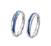 Anelli Fidanzamento Coppia Gioielli Fantasia Blu Argento Sterling 925 Via Lattea e Stelle Regolabile Popolare per Unisex Sorella Fidanzamento, Réglable, Argento sterling, Nessuna pietra preziosa