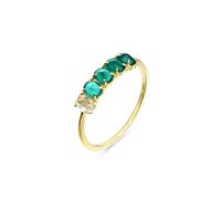 Anelli Fidanzamento Donna, Anello Fidanzamento Vintage Sottile Semplice con Agata Verde Ovale Oro Giallo 14K Taglia 13